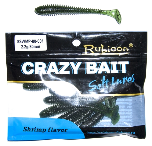 

Силиконовая приманка RUBICON Crazy Bait SWMP 2.2g, 80mm, цвет 001 (8 шт), Зеленый, Crazy Bait SWMP