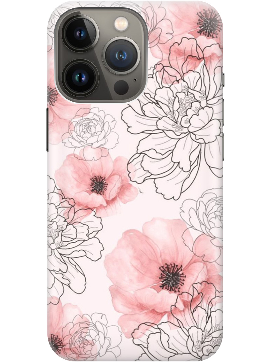 

Силиконовый чехол на Apple iPhone 14 Pro Max с рисунком "Нежно розовые цветы" прозрачный, Розовый, 20000371