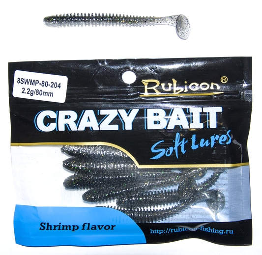 

Силиконовая приманка RUBICON Crazy Bait SWMP 2.2g, 80mm, цвет 204 (8 шт), Черный, Crazy Bait SWMP