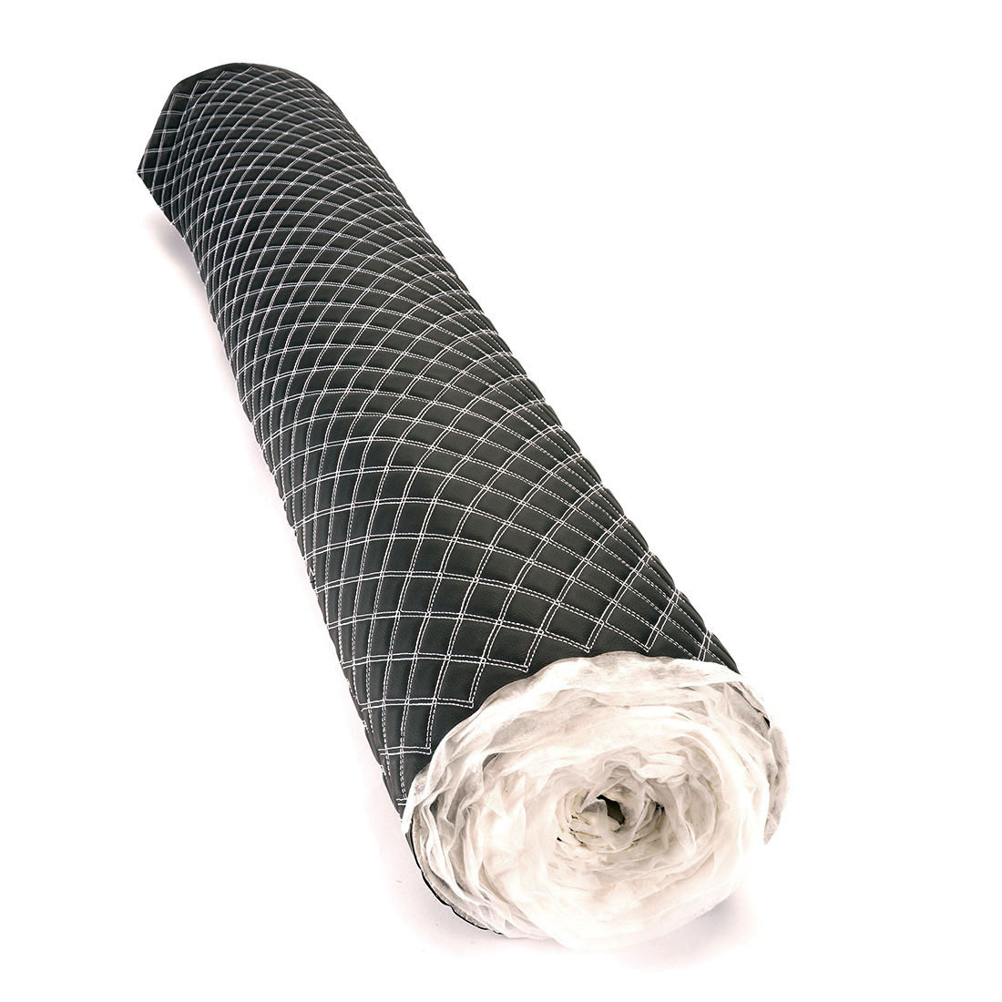 Ткань для обивки салона автомобиля DreamCar Черная Двойной Ромб Белый 7мм 1.4м х 5м