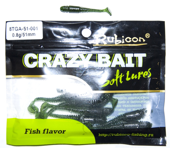 

Силиконовая приманка RUBICON Crazy Bait TGA 0.8g, 51mm, цвет 001 (12 шт), Зеленый, Crazy Bait TGA