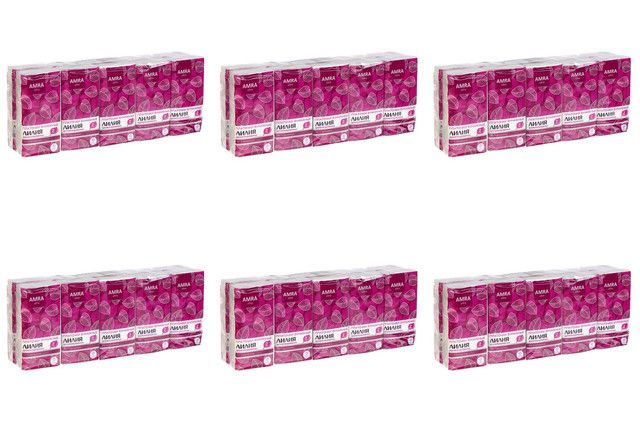Бумажные платочки Amra Лилия, 2-слойные, 10шт, 6 уп