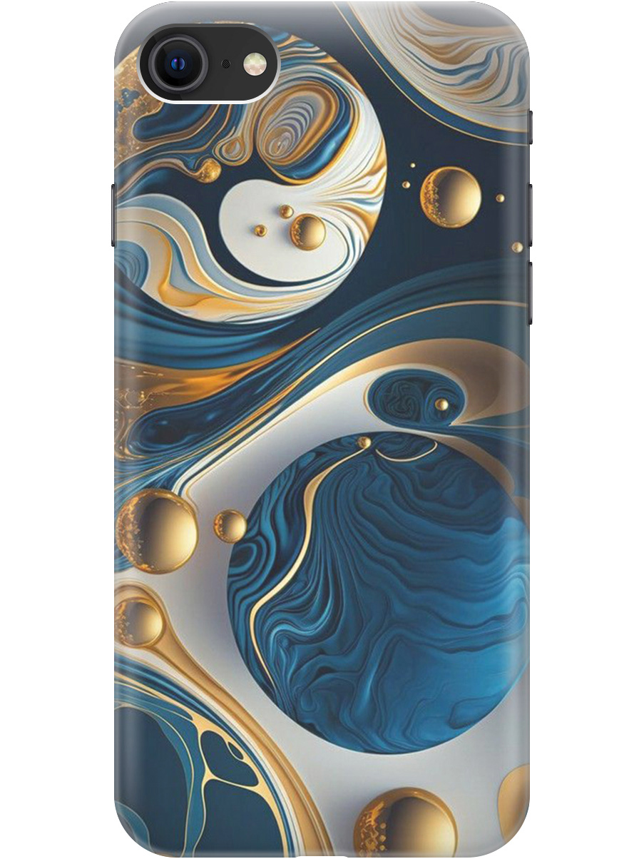 

Чехол на Apple iPhone SE (2022) / SE (2020) / 8 / 7 "Сине-золотые фигуры" прозрачный, Желтый;синий, 20001013