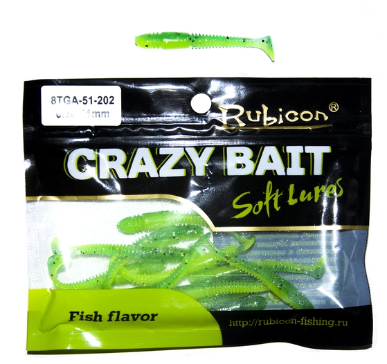 

Силиконовая приманка RUBICON Crazy Bait TGA 0.8g, 51mm, цвет 202 (12 шт), Зеленый, Crazy Bait TGA