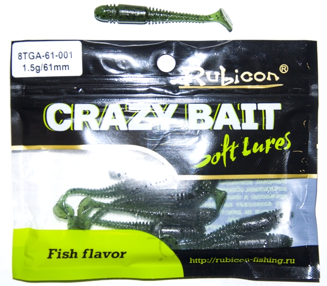 

Силиконовая приманка RUBICON Crazy Bait TGA 1.5g, 61mm, цвет 001 (10 шт), Зеленый, Crazy Bait TGA