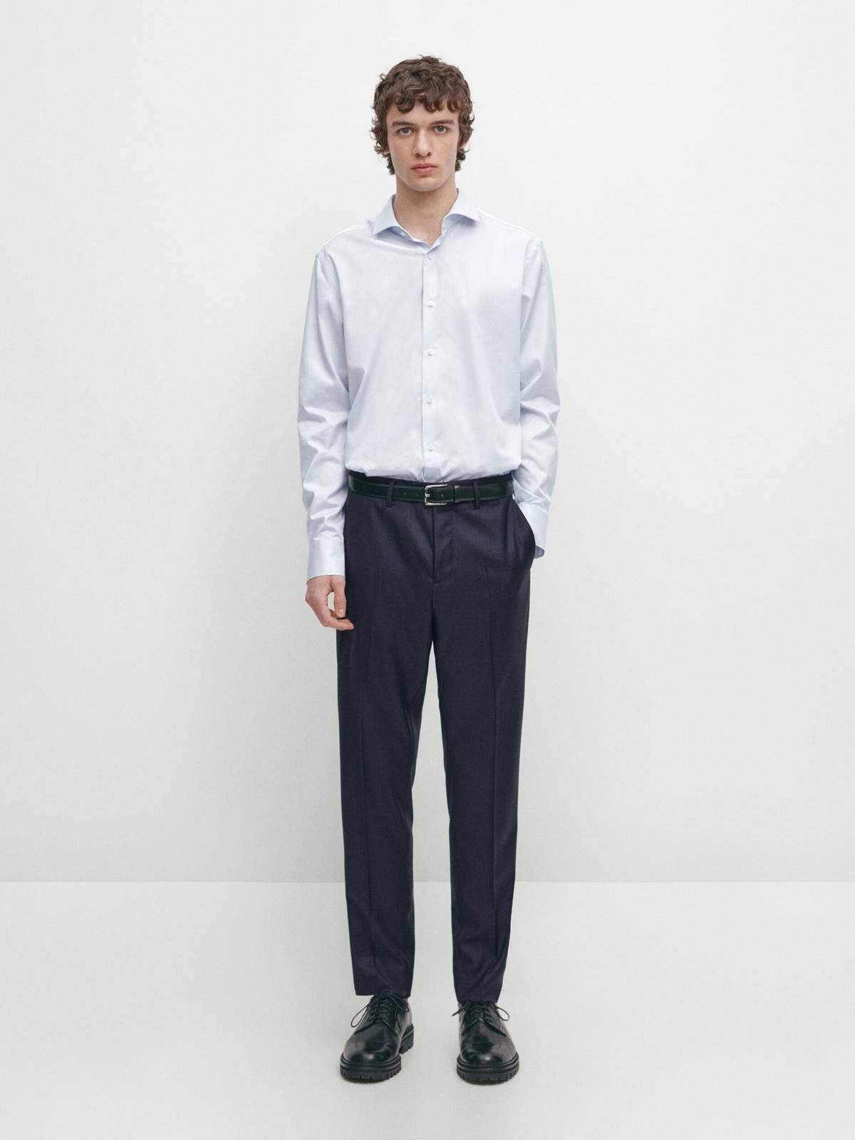 

Рубашка мужская Massimo Dutti 0153/189-I2024 голубая 40, Голубой, 0153/189-I2024
