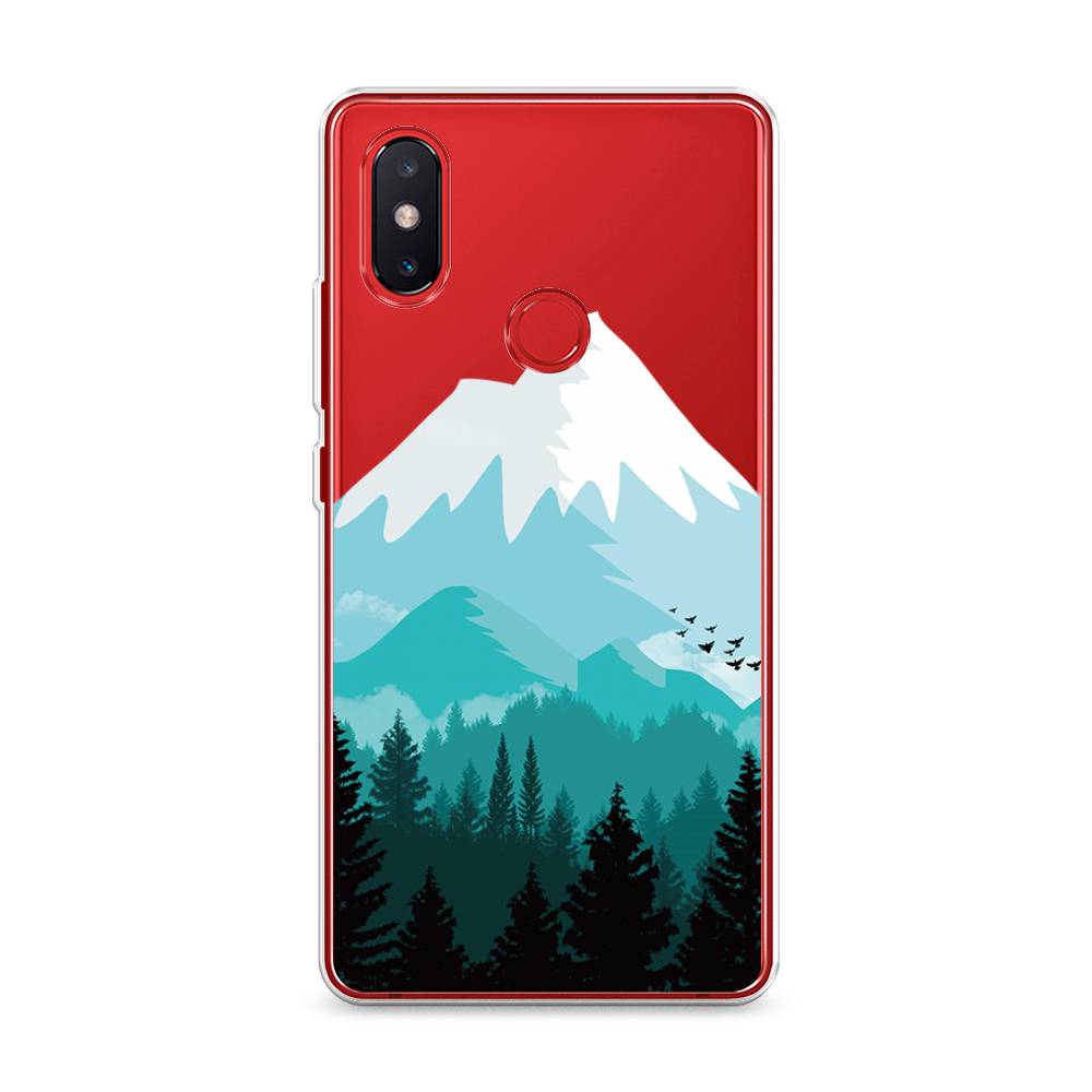 

Чехол на Xiaomi Mi 8 SE "Синяя снежная гора", Белый;голубой, 33750-2