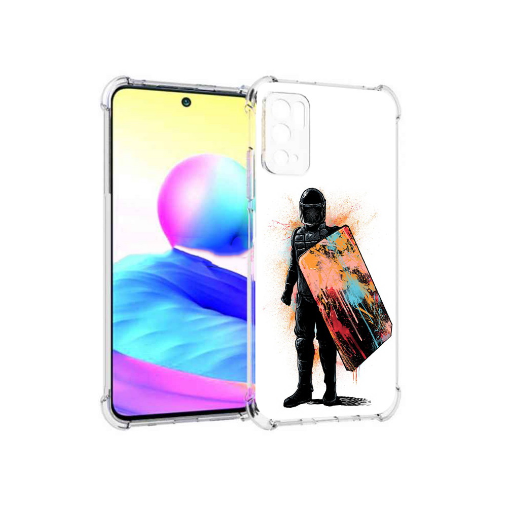 

Чехол MyPads Tocco для Xiaomi Poco M3 Pro солдат с красочным щитом, Прозрачный, Tocco