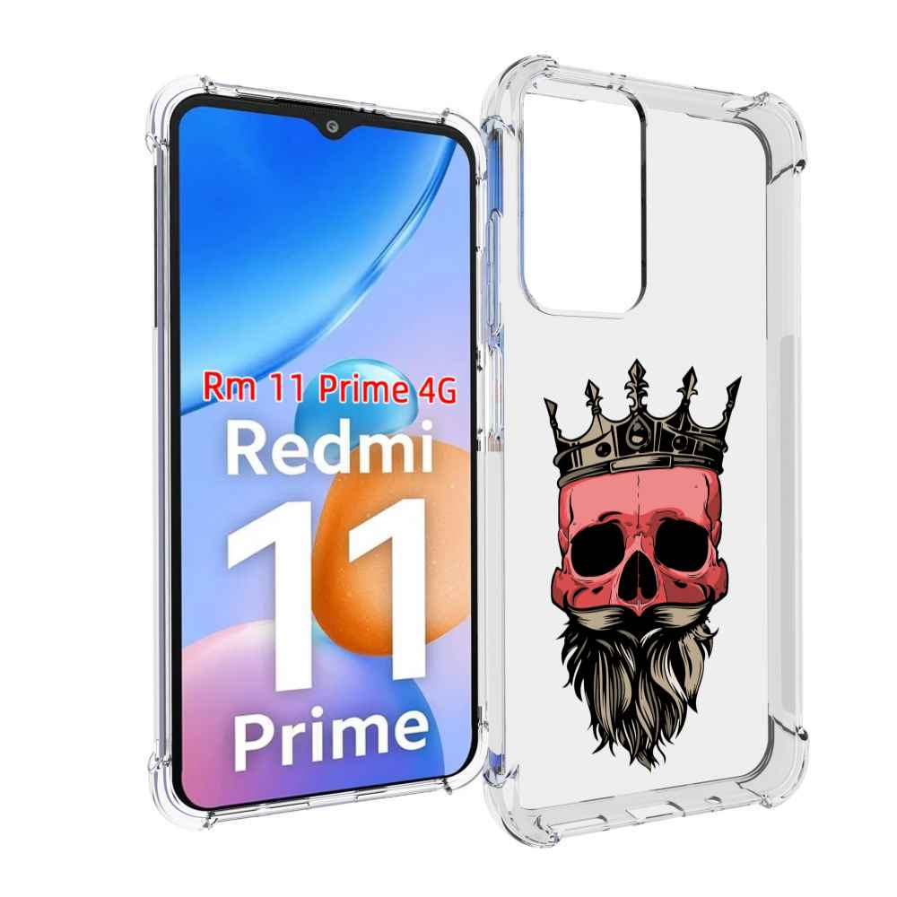 

Чехол MyPads бородатый красный череп мужской для Xiaomi Redmi 11 Prime 4G, Прозрачный, Tocco
