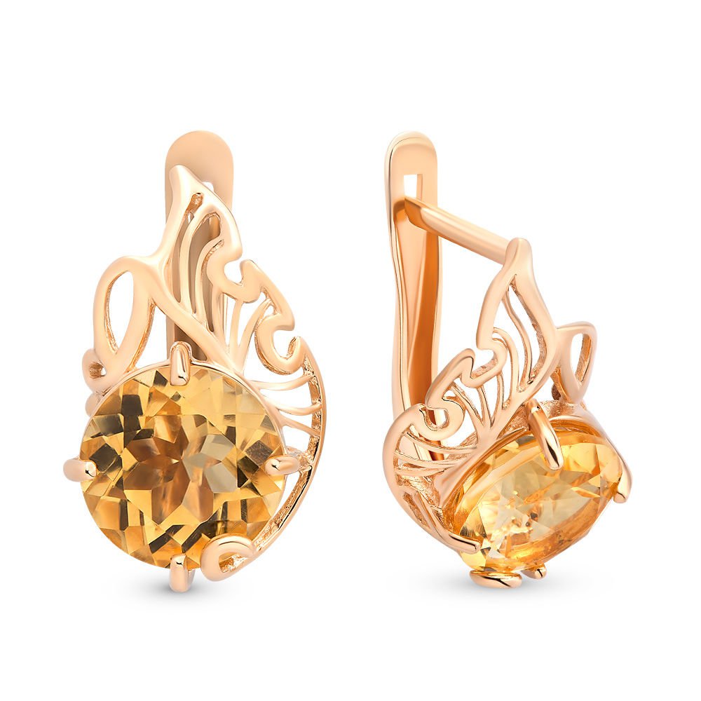 

Серьги из красного золота с цитрином 585Gold 202005908, 202005908