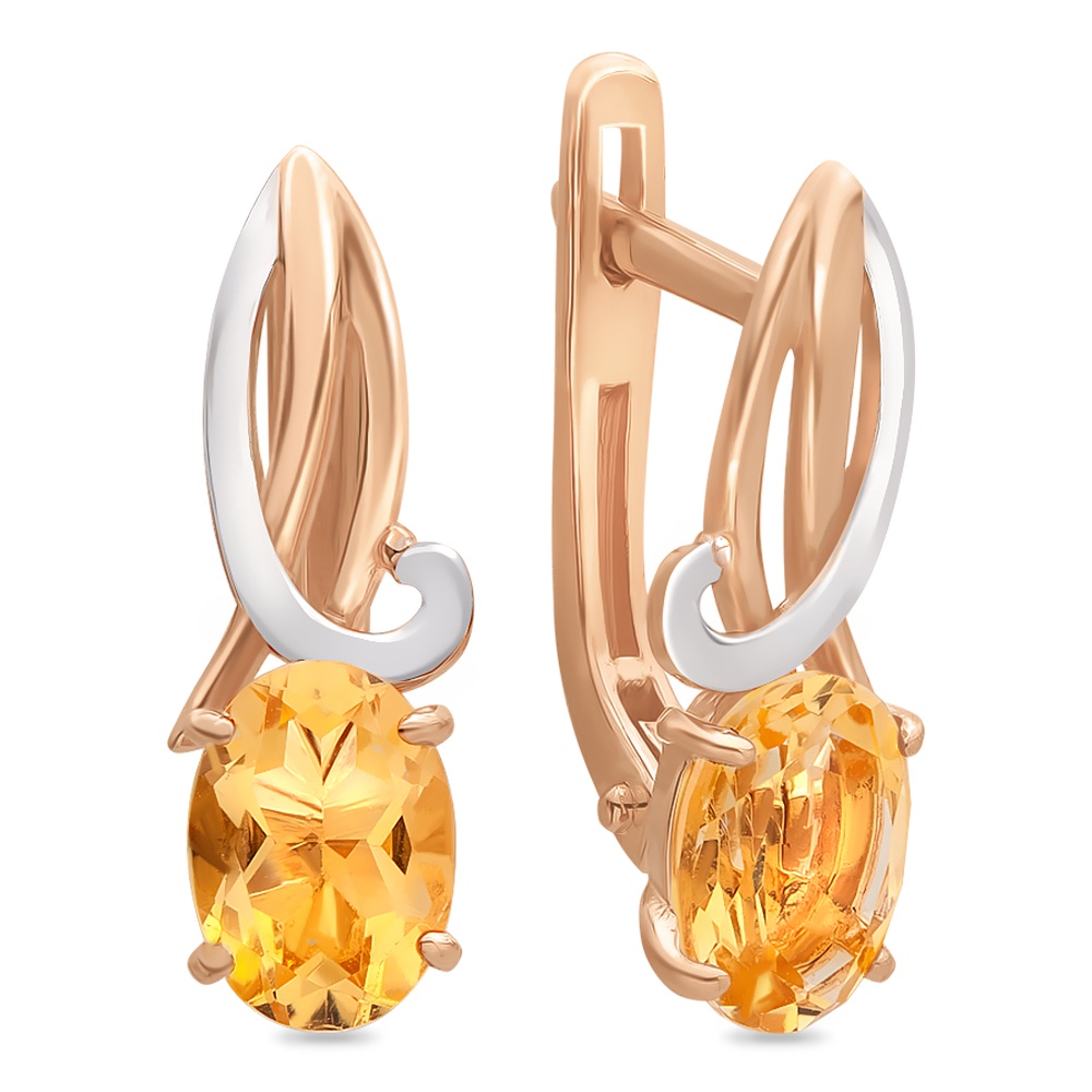 

Серьги из красного золота с цитрином 585Gold 202005944, 202005944