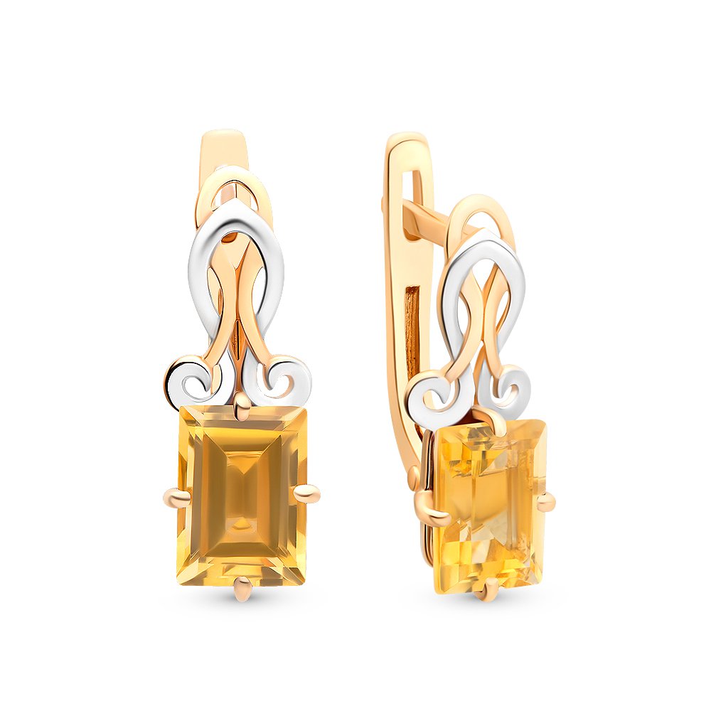 

Серьги из красного золота с цитрином 585Gold 202006150, 202006150
