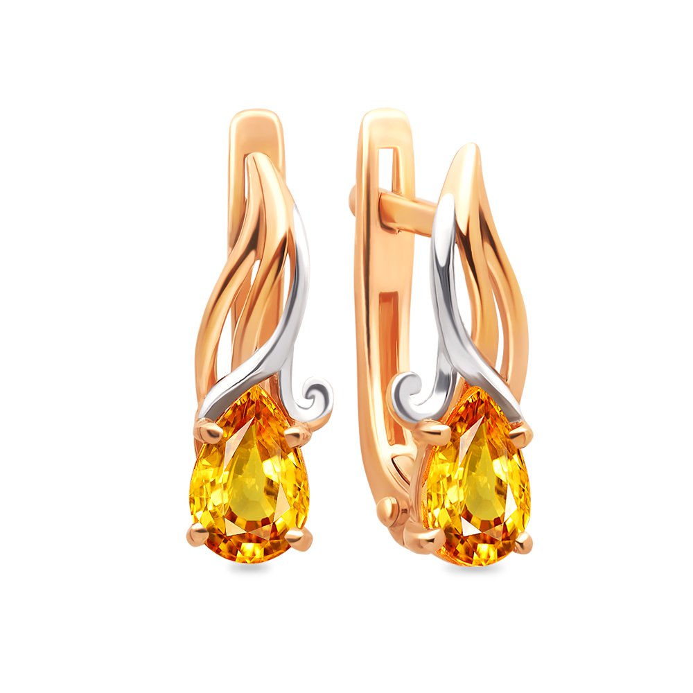 

Серьги из красного золота с цитрином 585Gold 202005946, 202005946