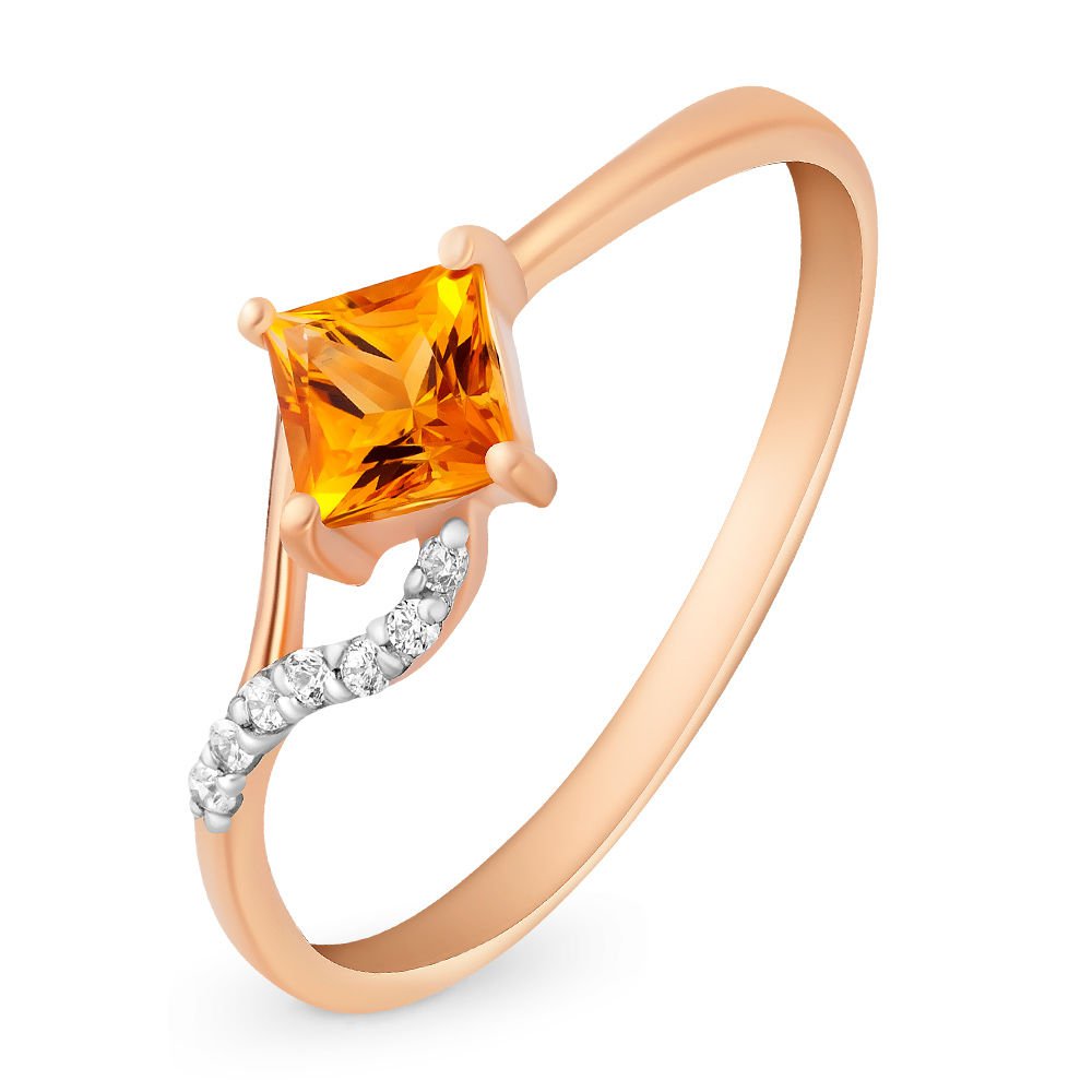 

Кольцо женское из красного золота с цитрином, фианитом 585Gold 201007832, р, 201007832