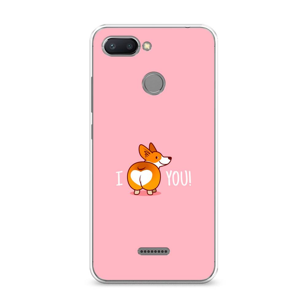 

Чехол на Xiaomi Redmi 6 "Корги I love you", Розовый;коричневый;белый, 33850-1