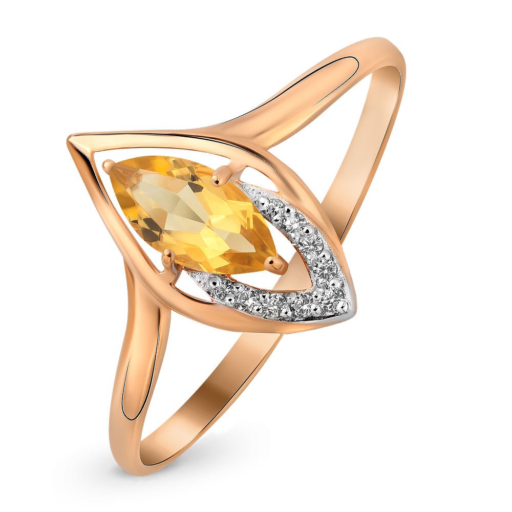 

Кольцо женское из красного золота с цитрином, фианитом 585Gold 201007957, р, 201007957