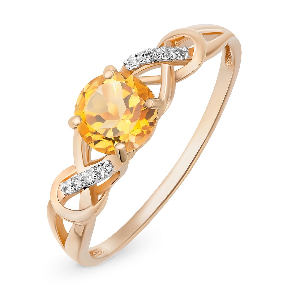 

Кольцо женское из красного золота с цитрином, фианитом 585Gold 201011089, р. 16,5, 201011089