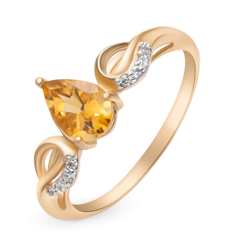

Кольцо женское из красного золота с цитрином, фианитом 585Gold 201011088, р. 17, 201011088