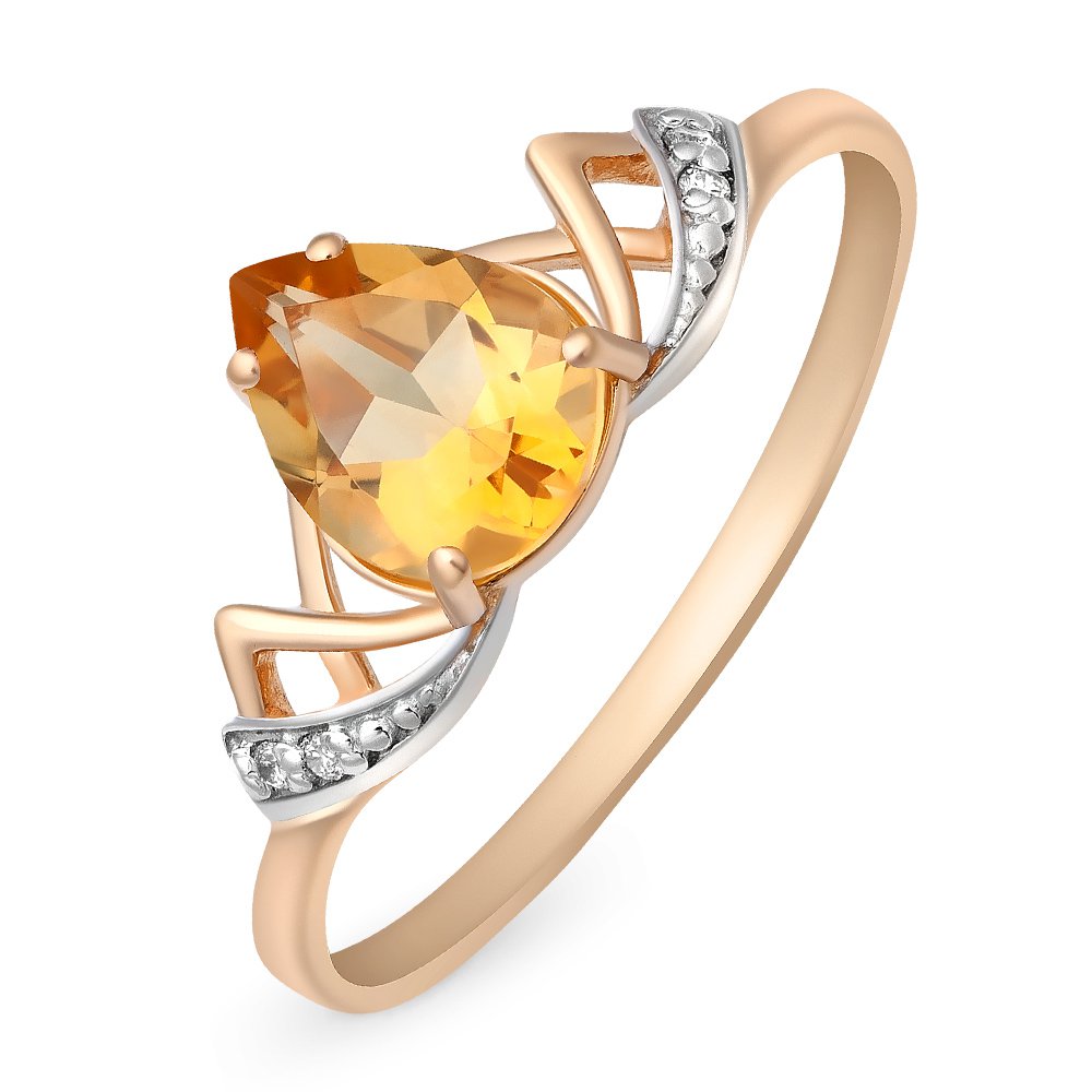 

Кольцо из золота р.  585Gold 201011490, цитрин\фианит, 201011490