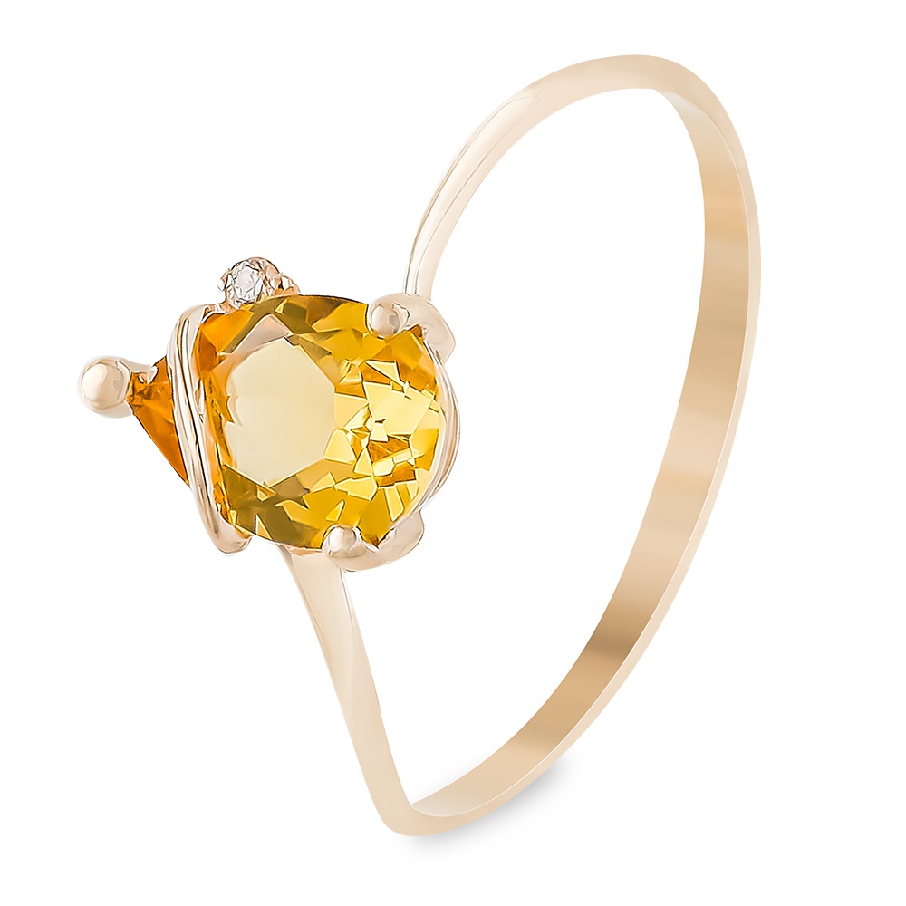 

Кольцо женское из красного золота с цитрином, фианитом 585Gold 201013211, р, 201013211