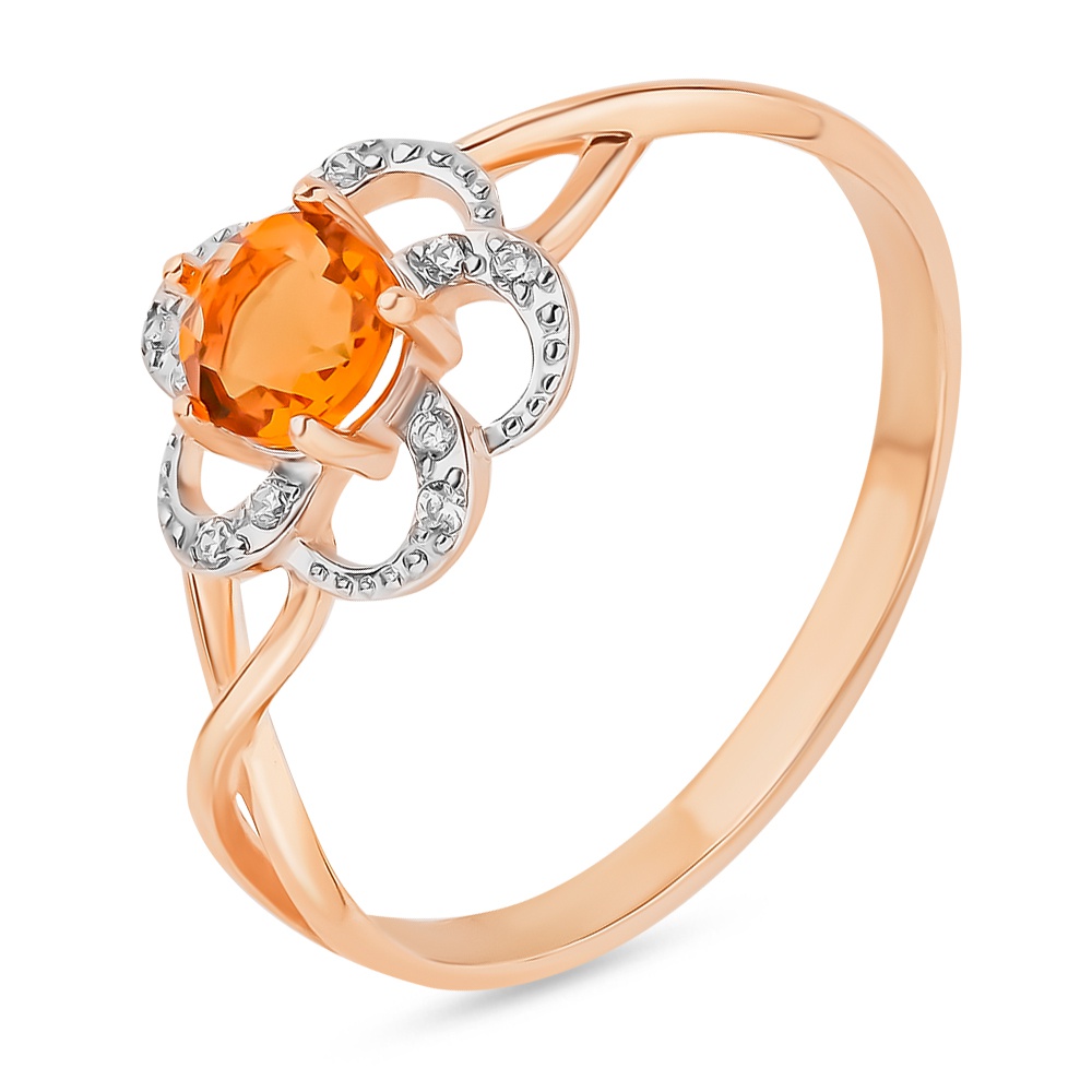 

Кольцо женское из красного золота с цитрином, фианитом 585Gold 201013170, р, 201013170