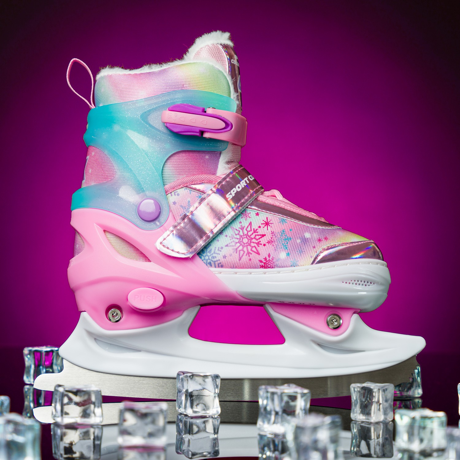 

Коньки ледовые раздвижные SPORT COLLECTION Pink с мехом 33-36, Розовый, СК-SK1102