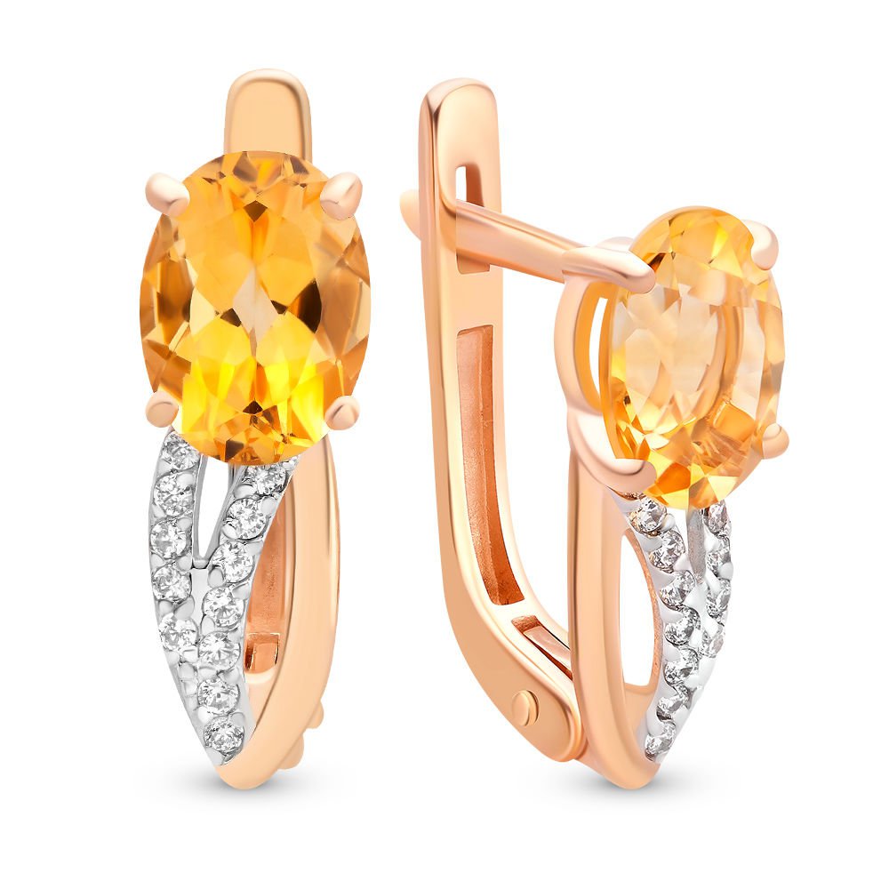 

Серьги из красного золота с цитрином, фианитом 585Gold 202005889, 202005889