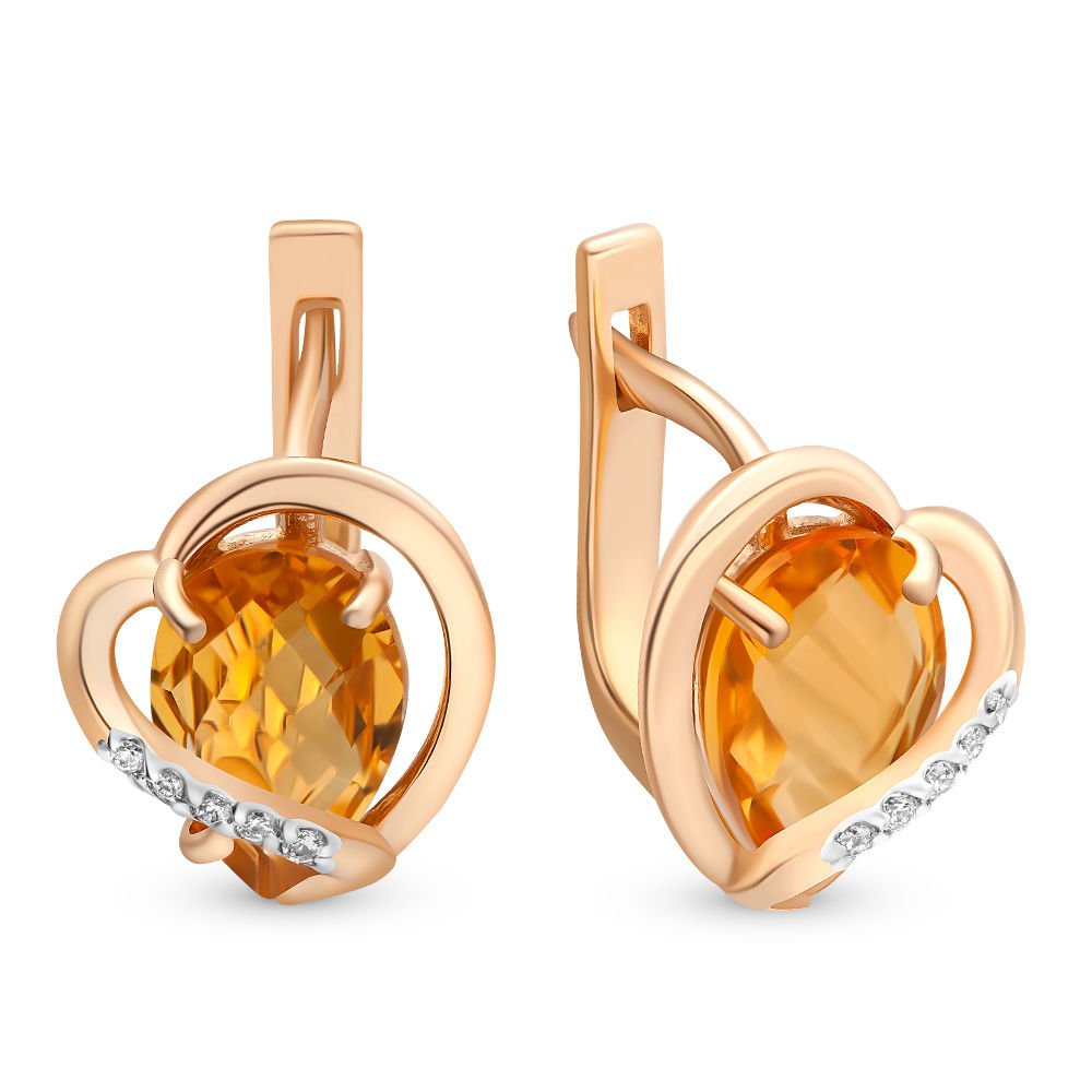 

Серьги из красного золота с цитрином, фианитом 585Gold 202006106, 202006106