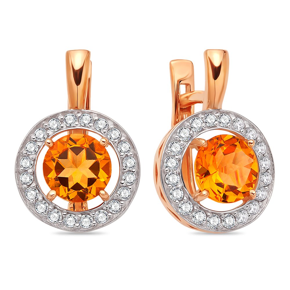 

Серьги из красного золота с цитрином, фианитом 585Gold 202005897, 202005897