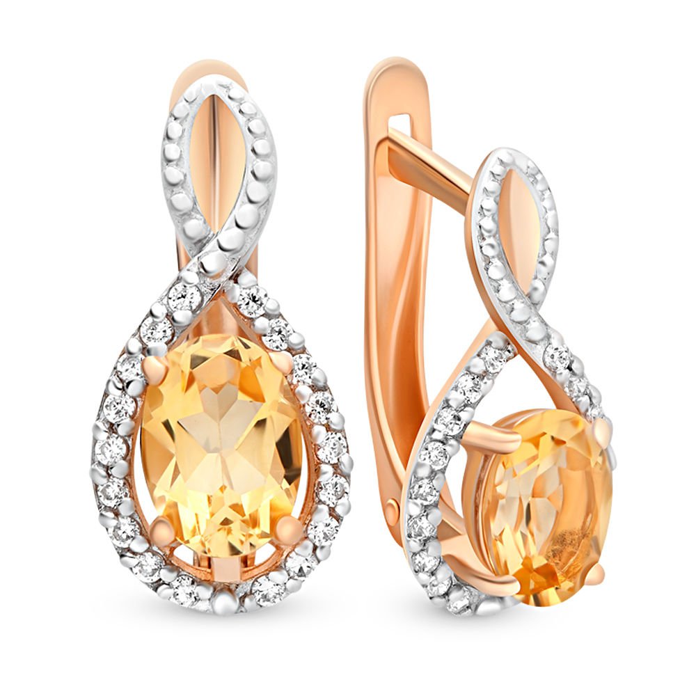

Серьги из красного золота с цитрином, фианитом 585Gold 202006167, 202006167