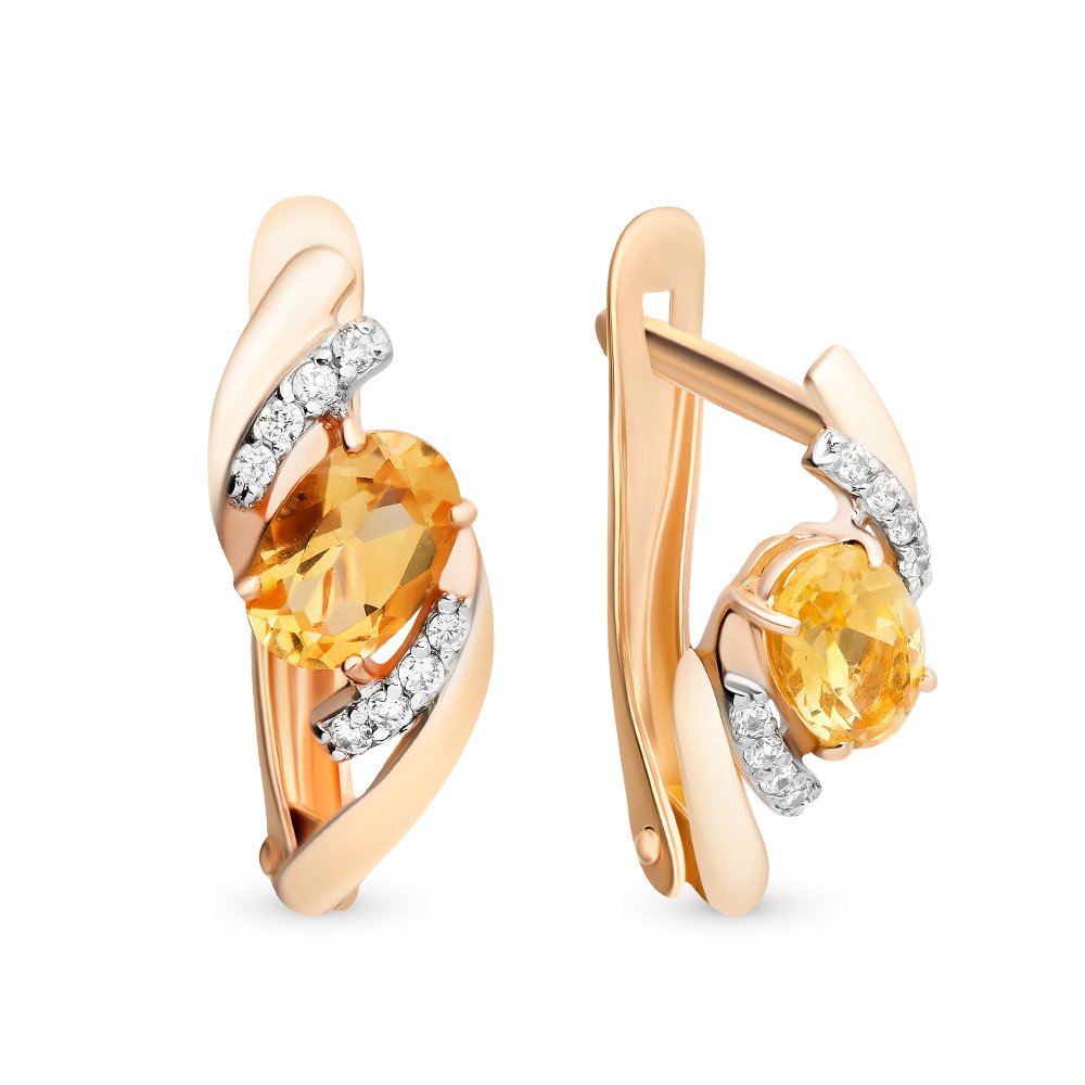 

Серьги из красного золота с цитрином, фианитом 585Gold 202005901, 202005901