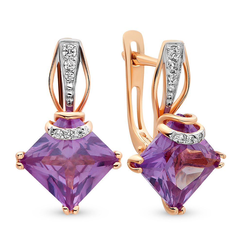 

Серьги из красного золота с цитрином, фианитом 585Gold 202006217, 202006217