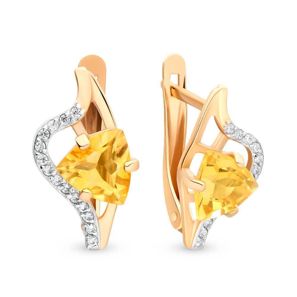 

Серьги из красного золота с цитрином, фианитом 585Gold 202006176, 202006176