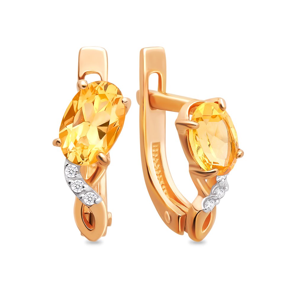 

Серьги из красного золота с цитрином, фианитом 585Gold 202006223, 202006223