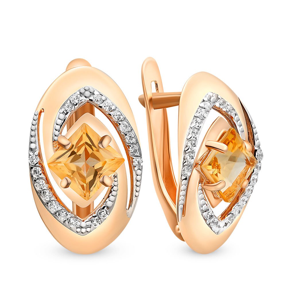 

Серьги из красного золота с цитрином, фианитом 585Gold 202006241, 202006241