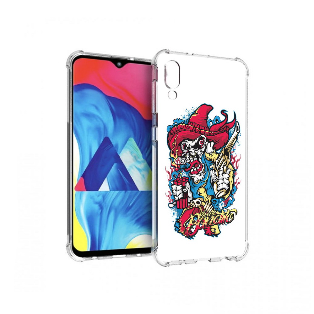 

Чехол MyPads Tocco для Samsung Galaxy M10 нарисованный скелет с писталетом, Прозрачный, Tocco