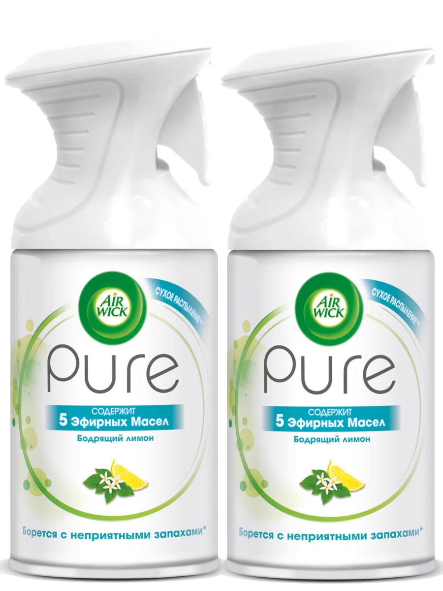 

Комплект Аэрозоль-освежитель воздуха Air Wick Pure Бодрящий лимон 250 мл х 2 шт, 22-012 Pure