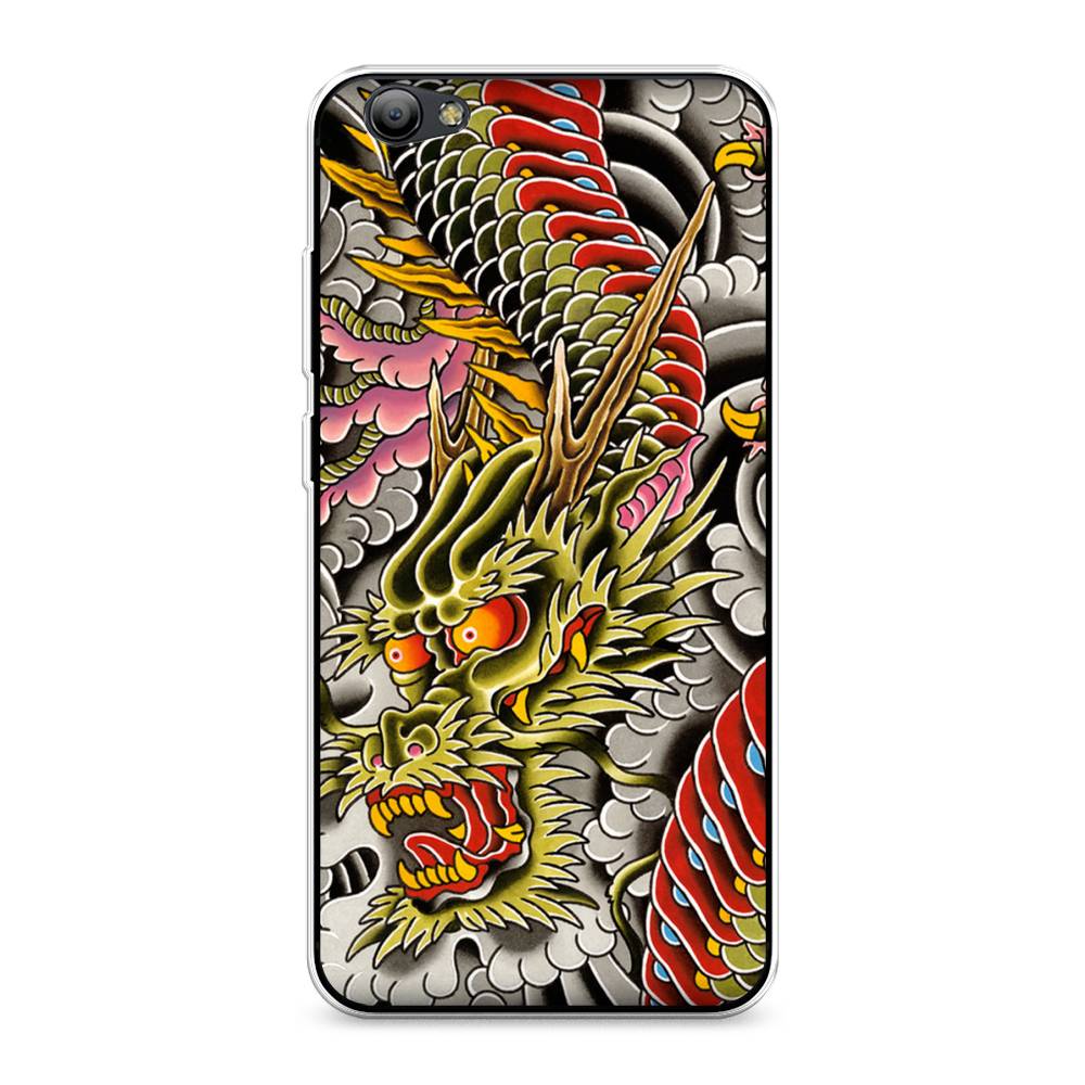 

Чехол на Vivo Y65 "Японский дракон", Желтый;розовый;красный, 260550-4