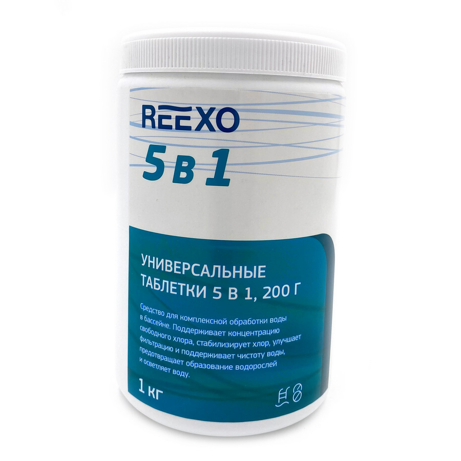 Многофункциональный медленнорастворимый препарат для бассейна Reexo 177182 5в1 табл 200г 1