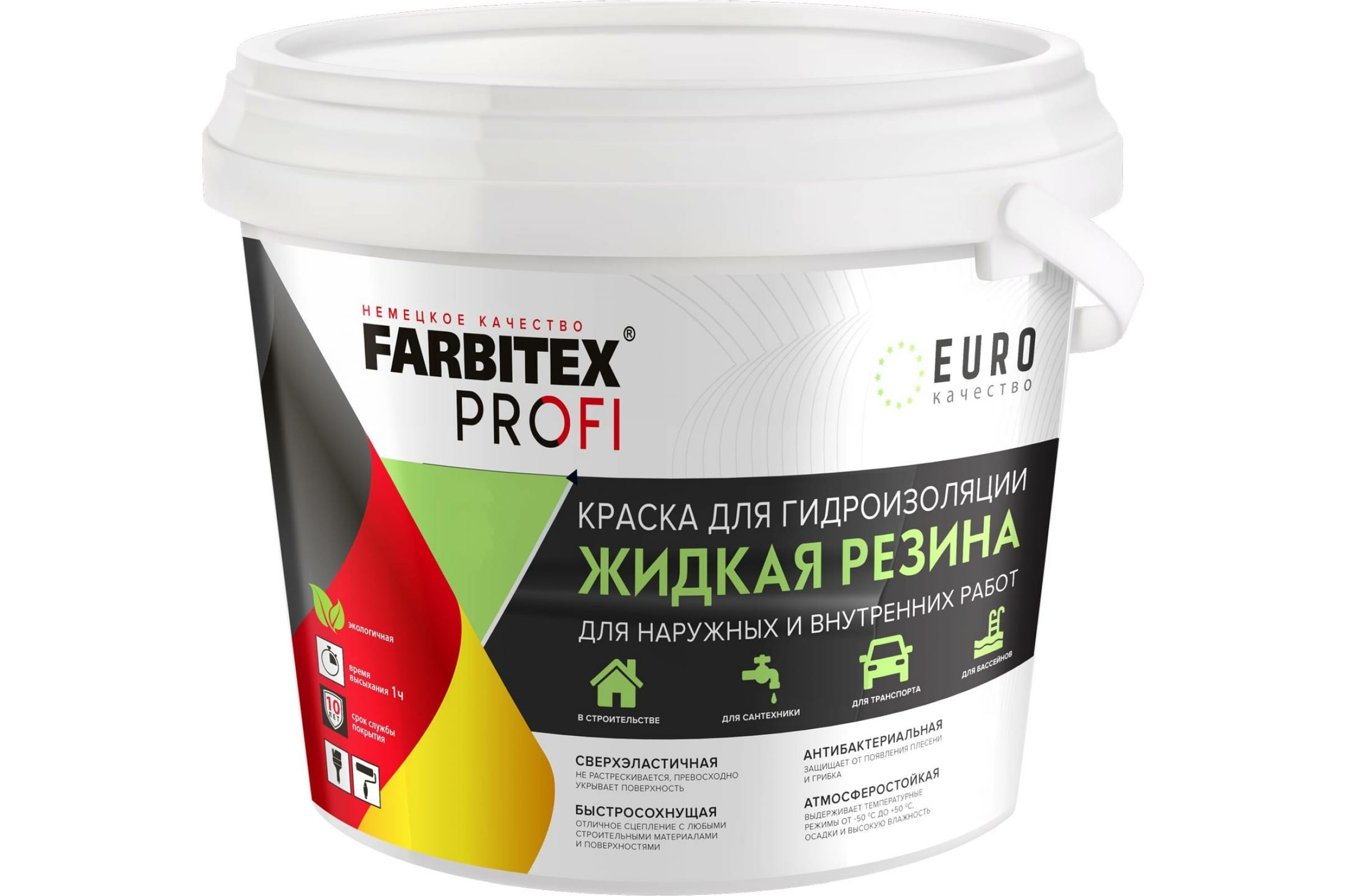 фото Краска акриловая farbitex profi для гидроизоляции, жидкая резина, 1 кг