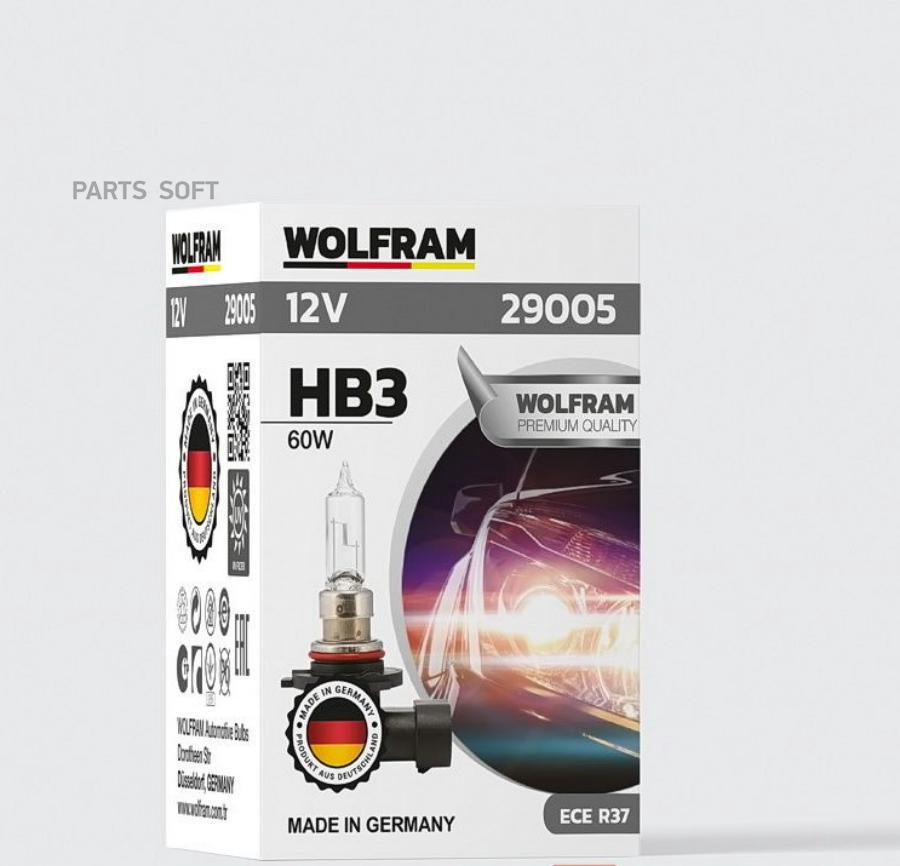 Лампа 12V HB3/9005 60W P20d WOLFRAM HALOGEN BULB 1 шт. картон 29005 1шт