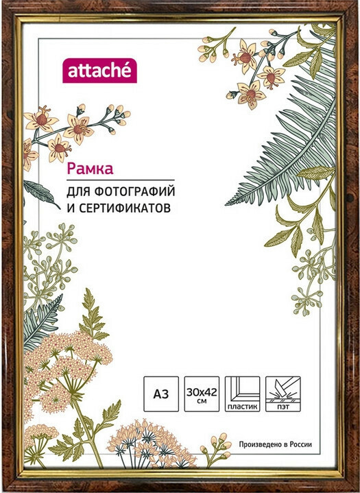 

Рамка пластиковая Attache 30х40 (А3) ПЭТ 582 (емный орех с золотом)