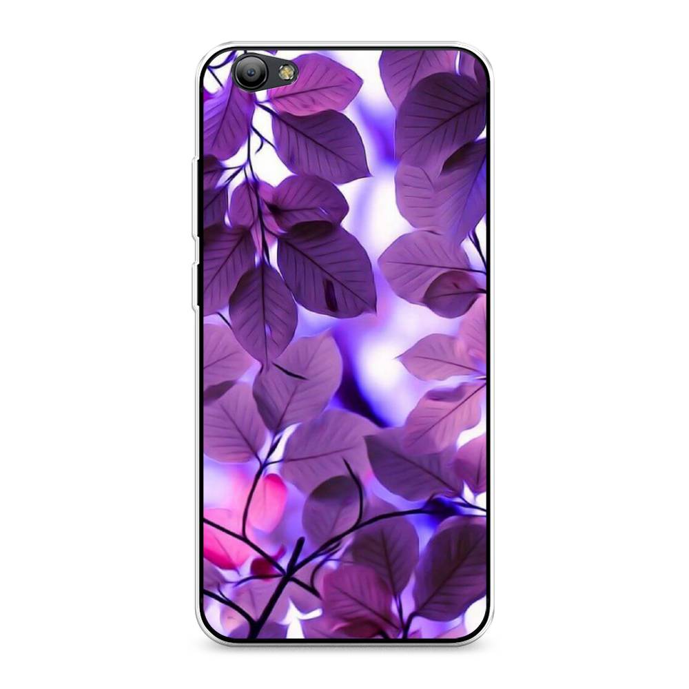 

Чехол на Vivo Y65 "Сиреневые листики", Фиолетовый;голубой, 260550-2