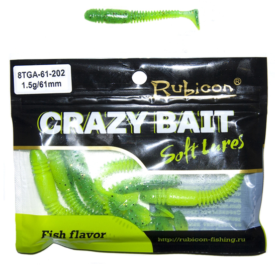 

Силиконовая приманка RUBICON Crazy Bait TGA 1.5g, 61mm, цвет 202 (10 шт), Зеленый, Crazy Bait TGA