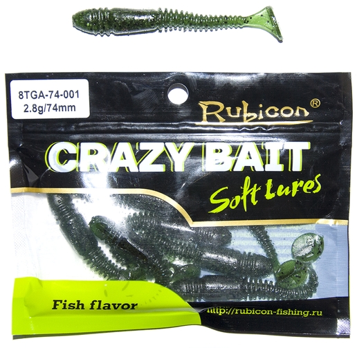 

Силиконовая приманка RUBICON Crazy Bait TGA 2.8g, 74mm, цвет 001 (8 шт), Зеленый, Crazy Bait TGA