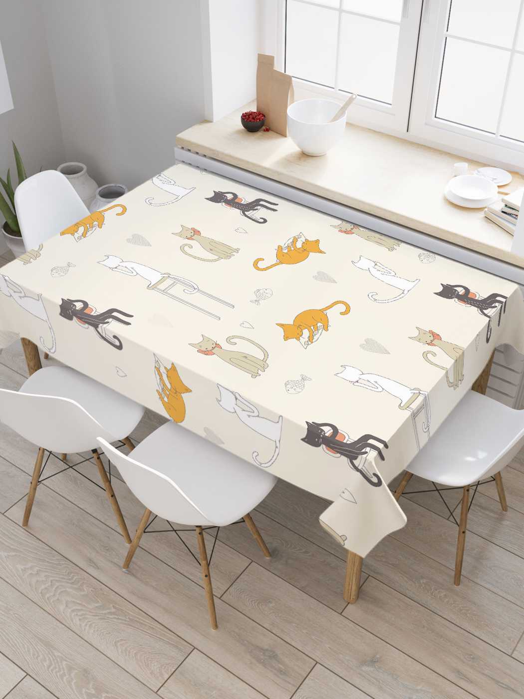 

Скатерть прямоугольная JoyArty "Кошачьи гуляния" из сатена, 120x145 см, Оранжевый, Кошачьи гуляния