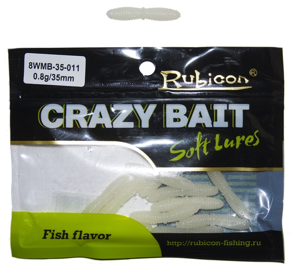 

Силиконовая приманка RUBICON Crazy Bait WMB 0.8g, 35mm, цвет 011 (12 шт), Белый, Crazy Bait WMB