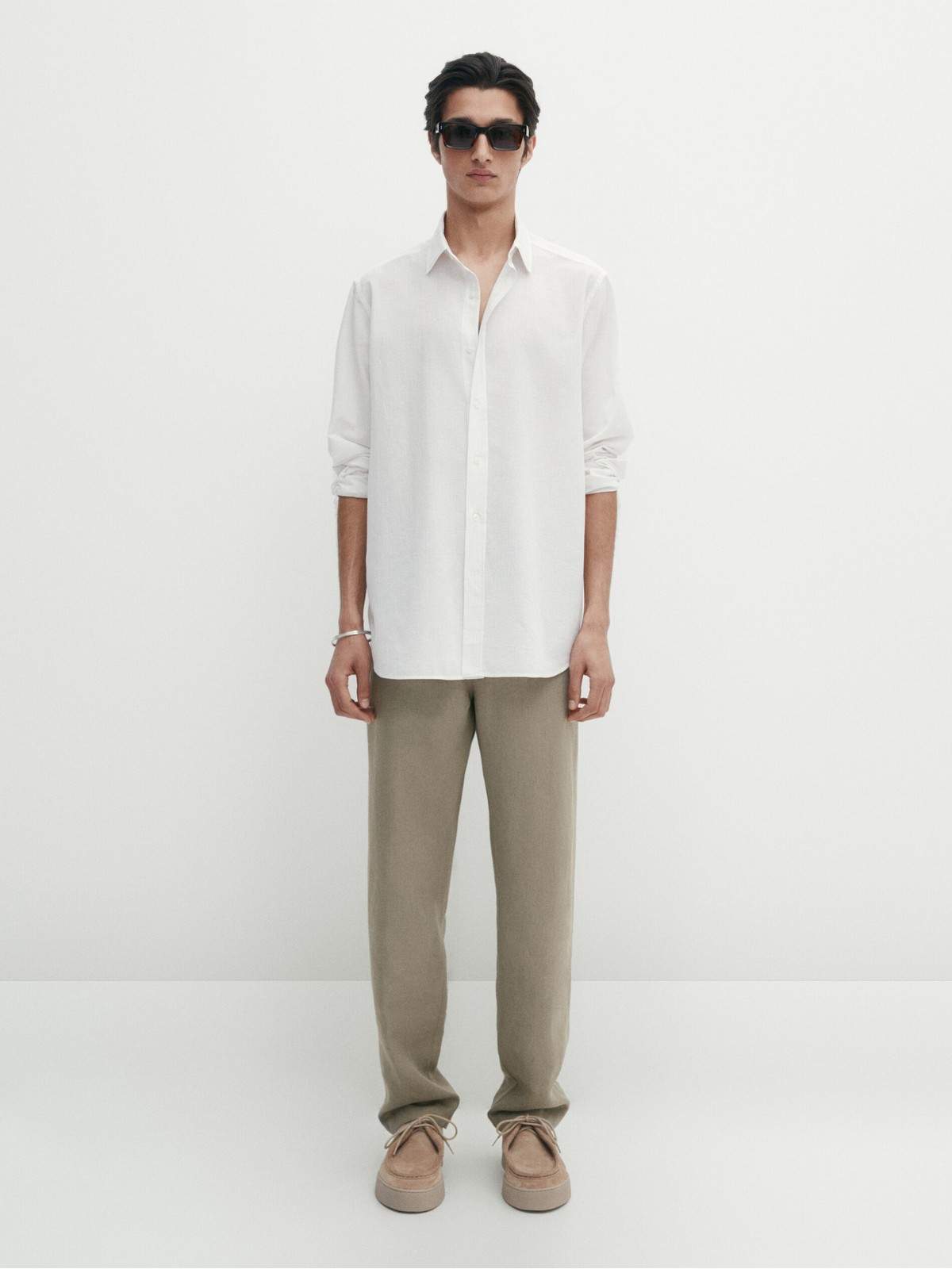 

Рубашка мужская Massimo Dutti 0159/105-I2024 бежевая XL, Бежевый, 0159/105-I2024