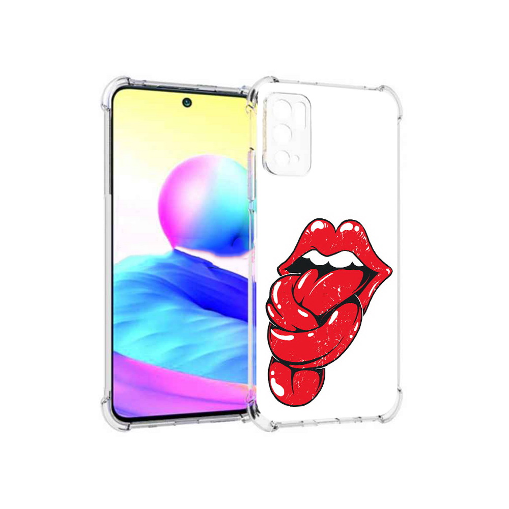 

Чехол MyPads Tocco для Xiaomi Poco M3 Pro яркие губы с языком, Прозрачный, Tocco