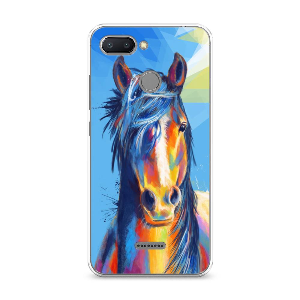 

Чехол на Xiaomi Redmi 6 "Лошадь арт 3", Голубой;желтый;синий, 33850-1